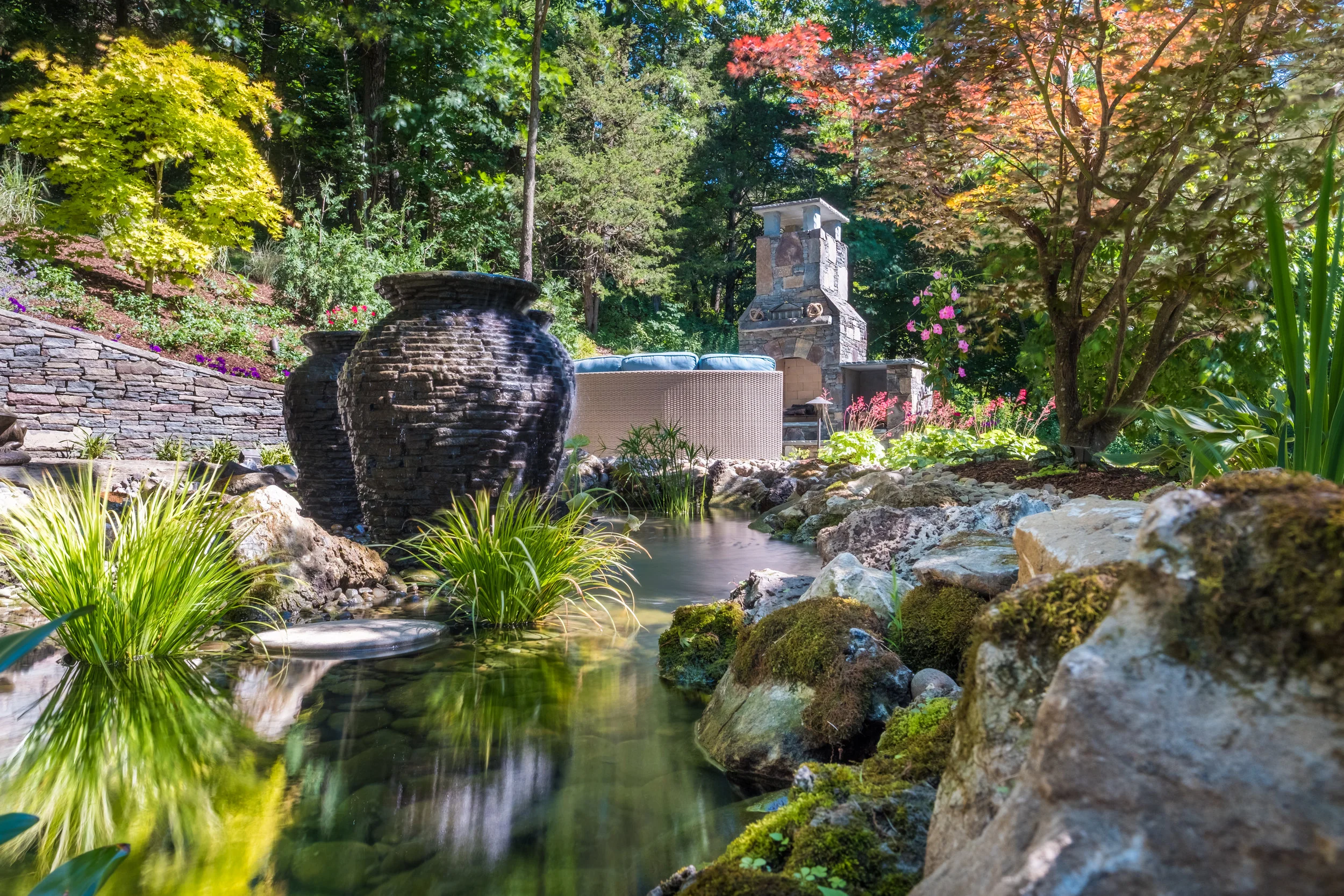 Thoughtfully planned garden with layered planting, pathways and defined outdoor areas