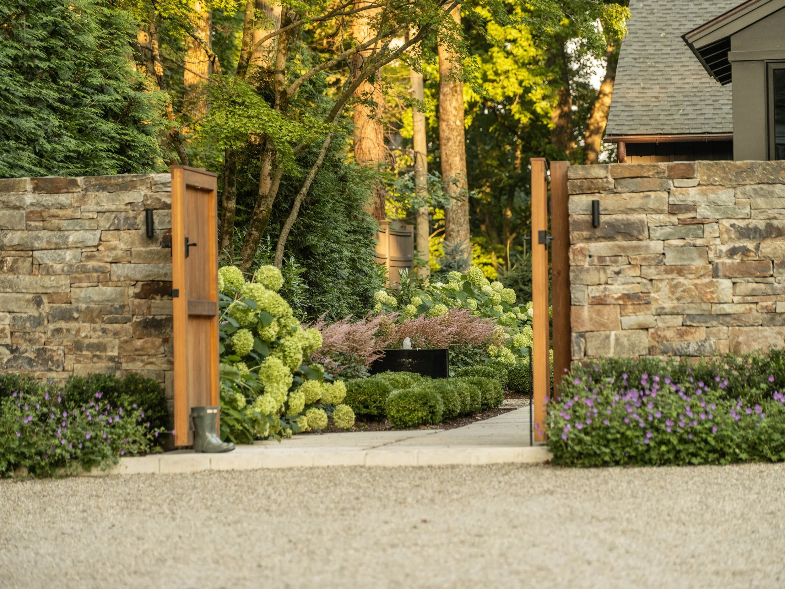 Illustrated landscape designer developing a garden layout and planting concept